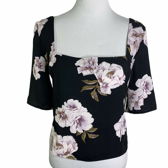 Free Press Floral Square Neck Elastic Back Top - Picture 1 of 9